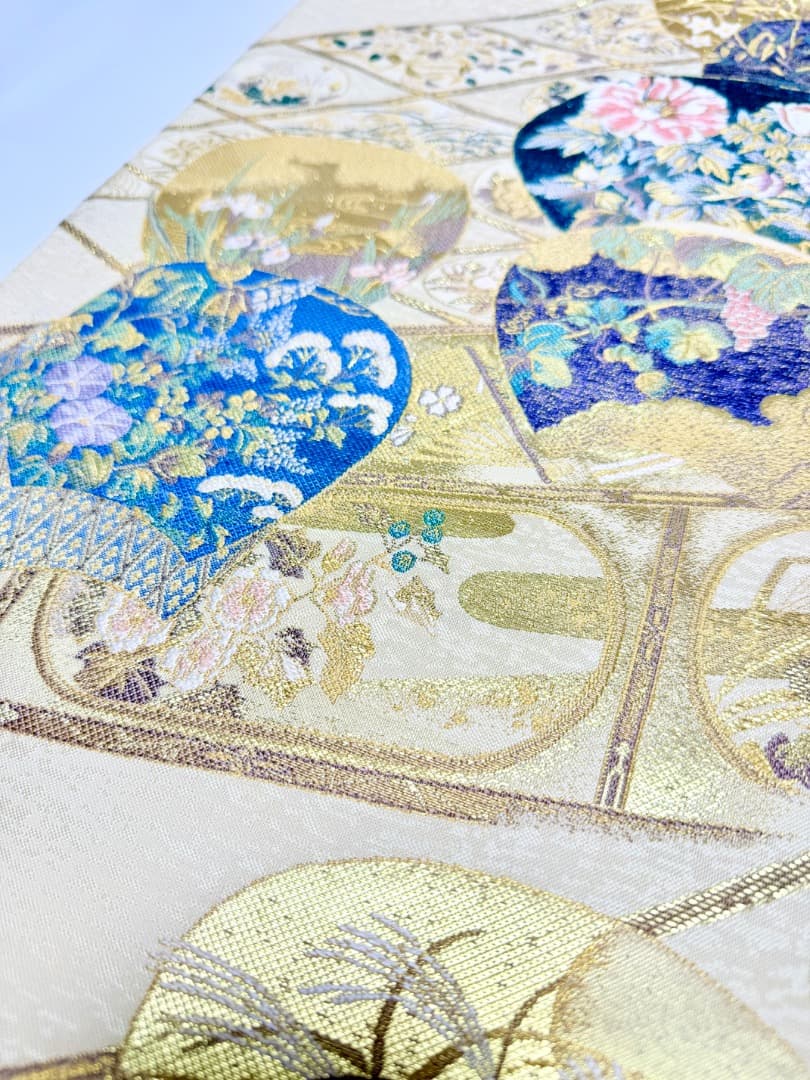 高級 袋帯 正絹 六通柄 美しいキモノ掲載品 ゴールド 訪問着 留袖 色無地