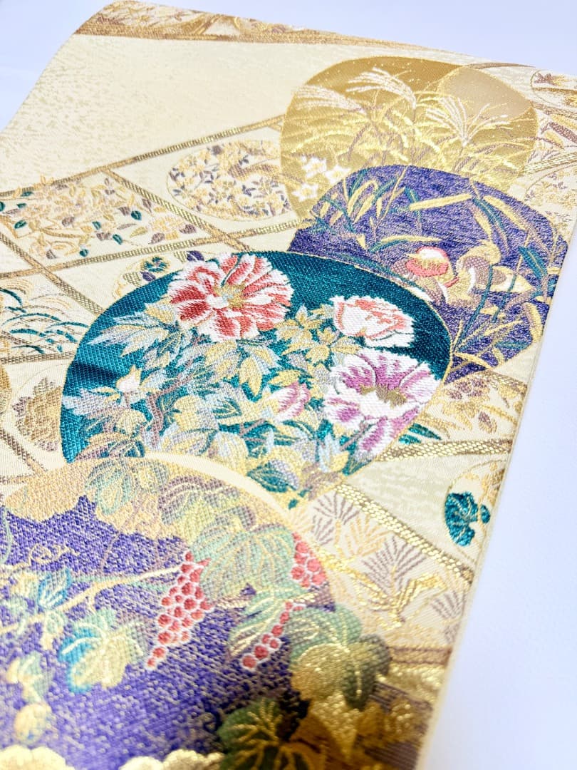 高級 袋帯 正絹 六通柄 美しいキモノ掲載品 ゴールド 訪問着 留袖 色無地