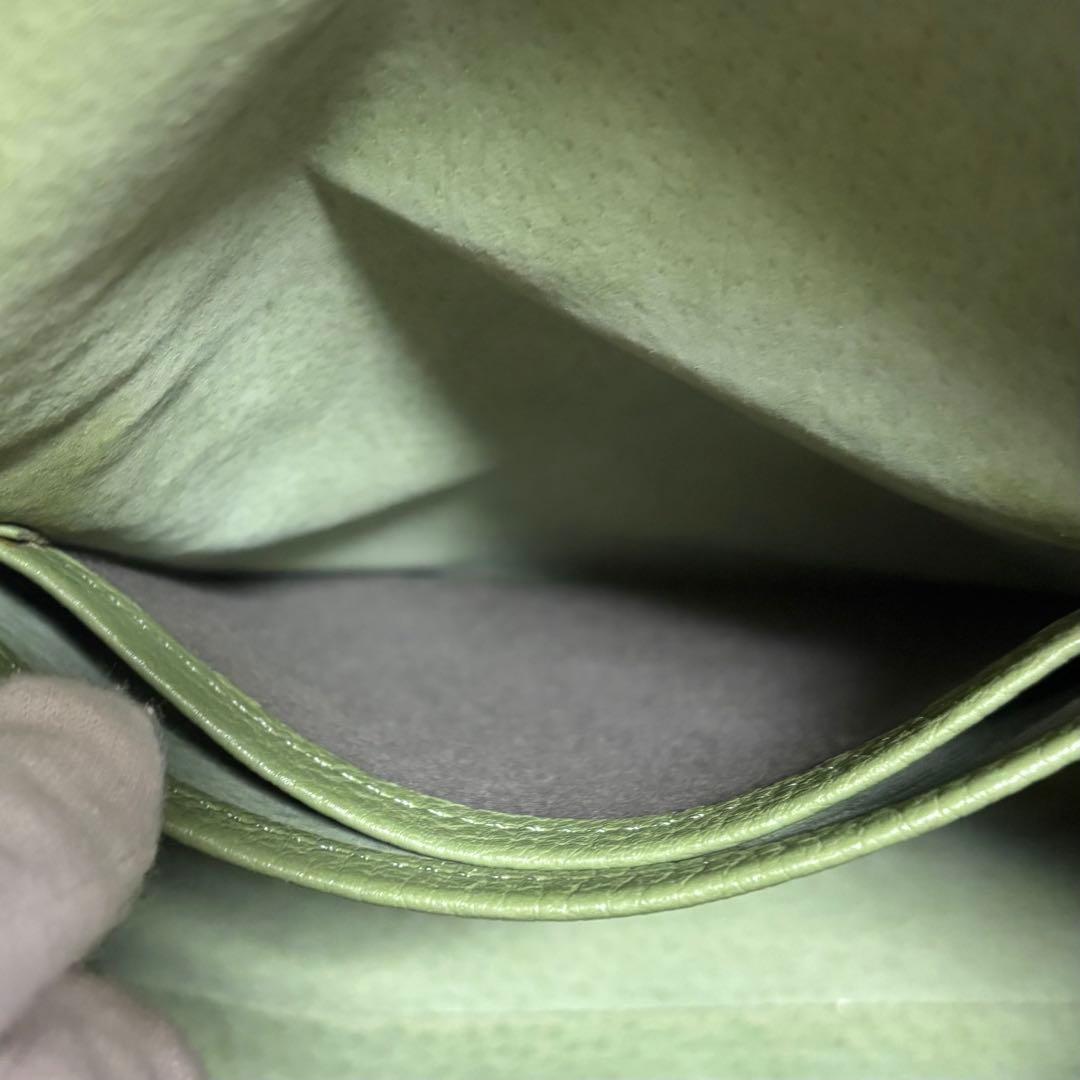 ヒロフ ミニマ 鹿革 ショルダーバック ロゴ 2way ライトグリーン 定12万