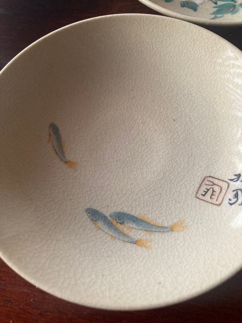 京焼　竹内栖鳳画絵替小皿九枚揃　11.5cm