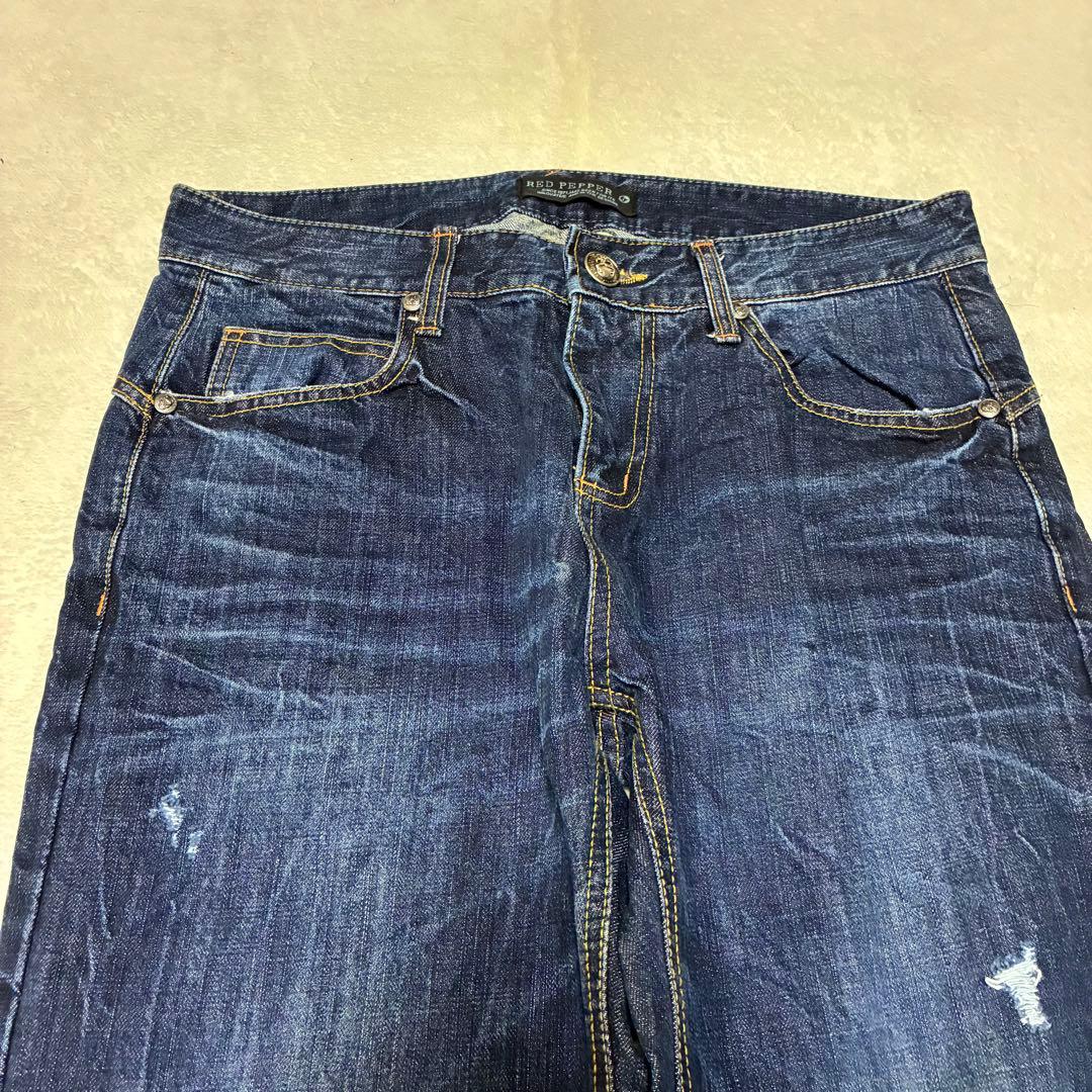 【極美品】RED PEPPER ed hardy デニム 鬼ヒゲ 濃紺 32