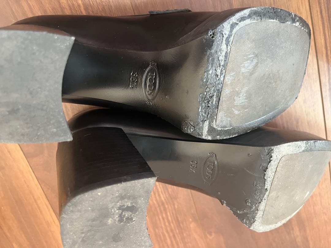 TOD'S 黒 ローファー 高ヒール ゴールド金具