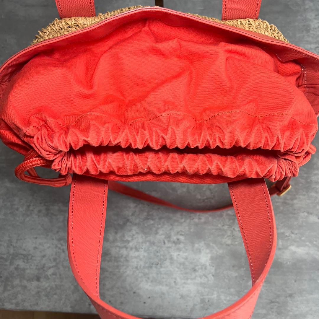 バーバリー カバン 2WAY トートバッグ ラフィア ベージュ オレンジ