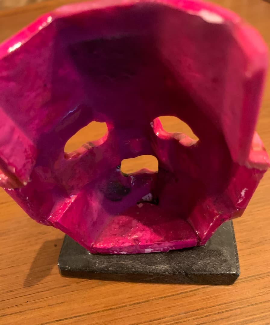 【希少】石仮面の置物（小）ピンク　メキシコ　遺跡関係