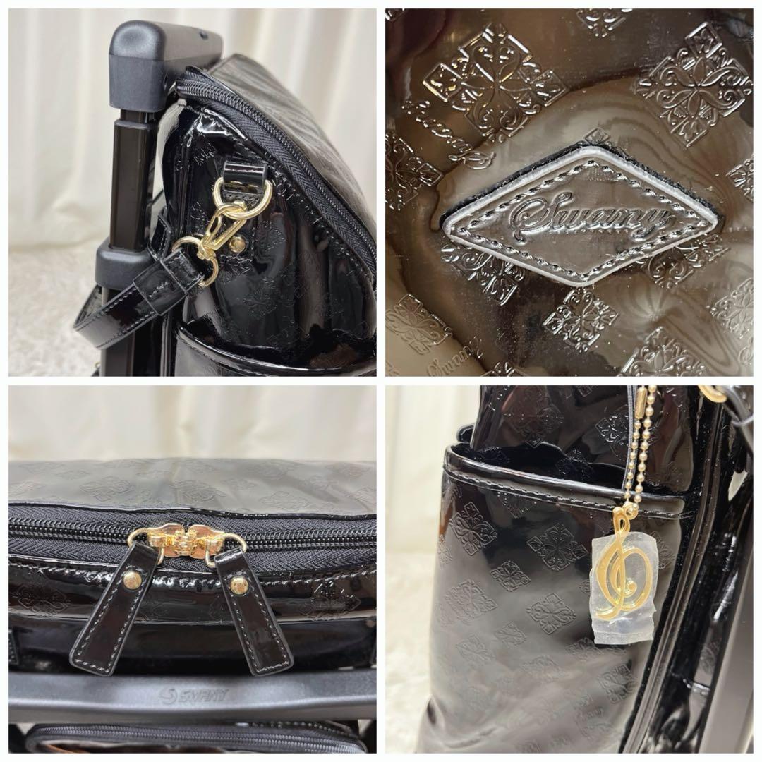 ✨新品級✨SWANY スワニー　キャリーカー　エナメル ブラック　総柄