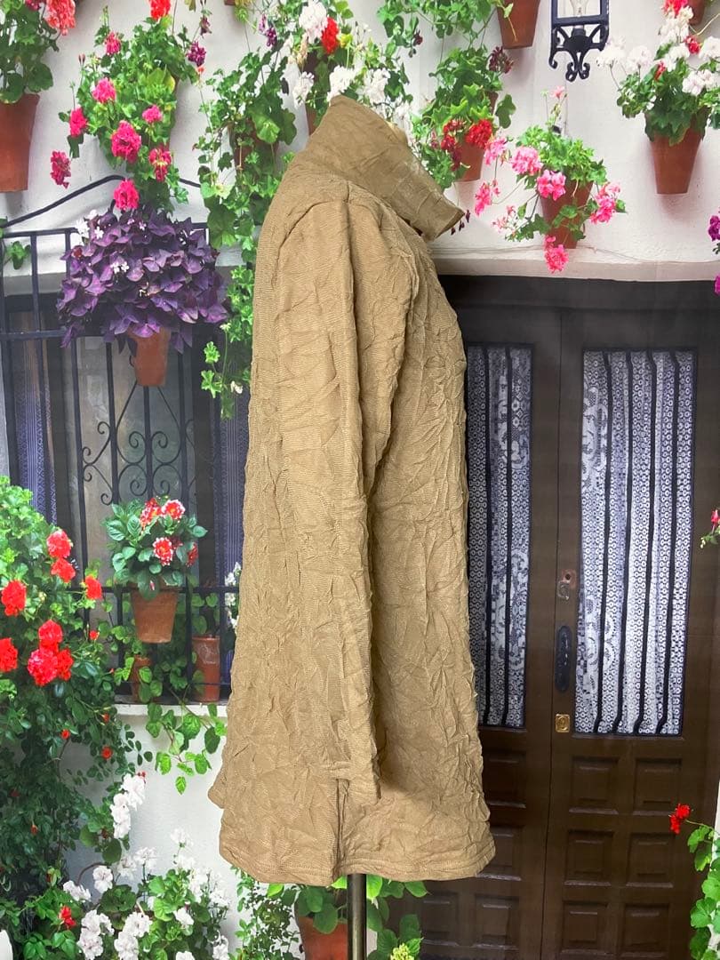 花210新品 厚手 裏起毛 上品♪ ボタニカルプリント Aラインワンピース