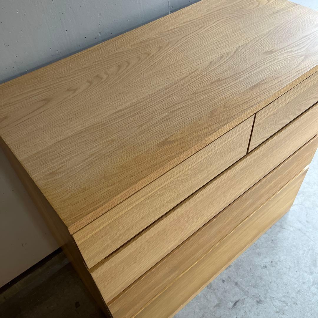美品★無印 木製チェスト４段　オーク材
