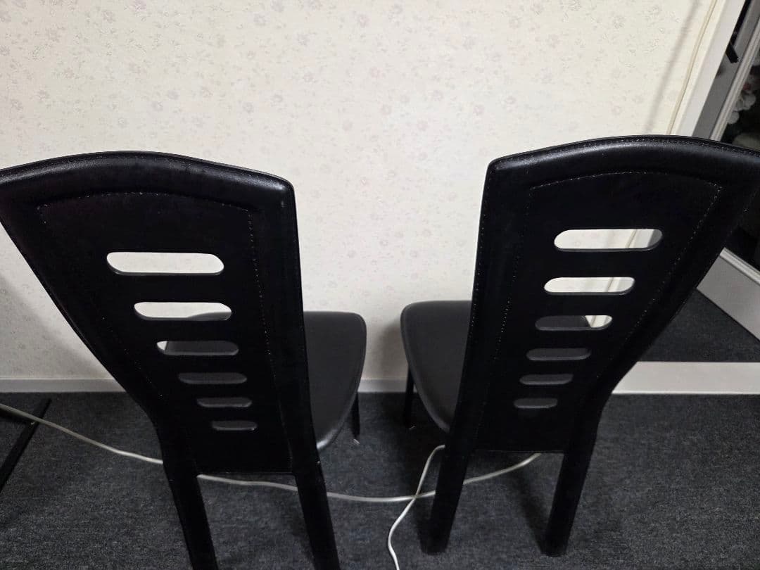 高級 廃盤 IDC 大塚家具 ハイバック ダイニングチェア 本革 食卓椅子 2脚