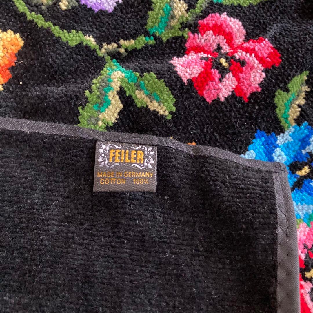 新品未使用品　フェイラー　大判　パンジー　黒　バスタオル　花柄　黒　送料込み