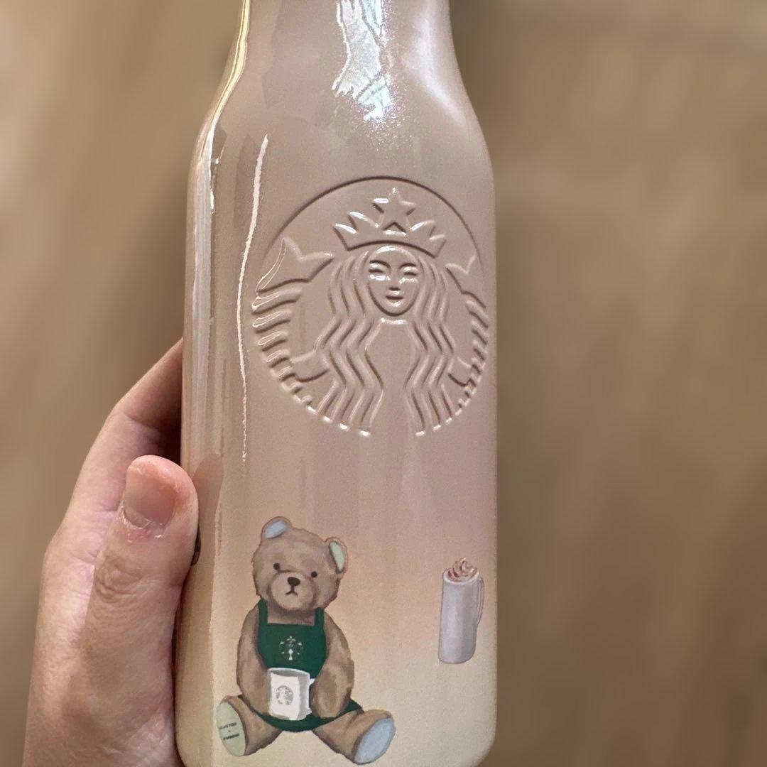 スタバ　ジェラピケ　ペアチャーム付きステンレスボトル　モカベージュ　新品　限定品