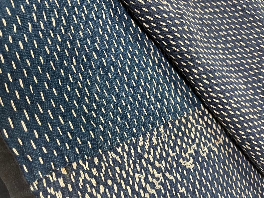 古布　木綿　希少手刺しラグ　ボロ　襴繹