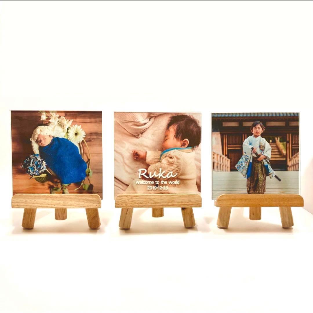 匿名配送　イーゼルフォトフレーム【小】3点セット　名入れなし　1