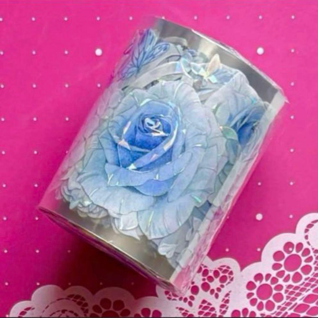 贝壳光 6cm×10m 奶蓝香香 海外マスキングテープ 海外マステ　バラ