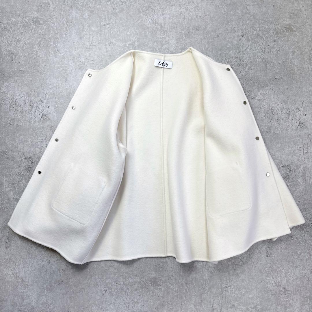 u-big 石井毛皮 ウールダブルフェイス FOXポケットファーコート S