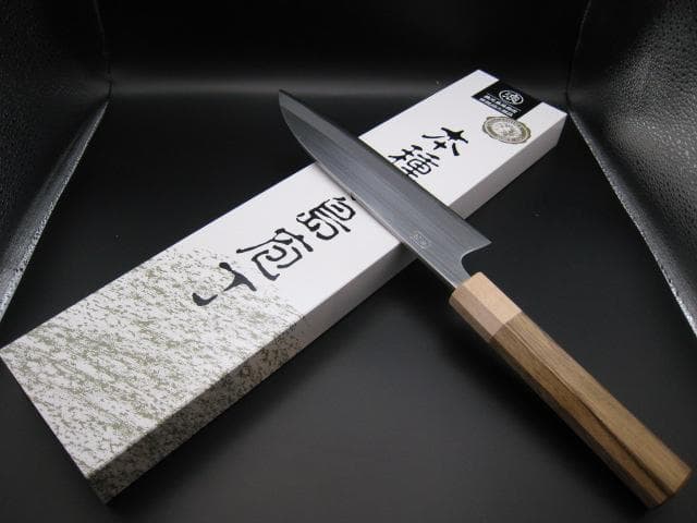 [新品未使用] 三徳包丁180mm 磨き仕上げ 白紙1号 樫 八角