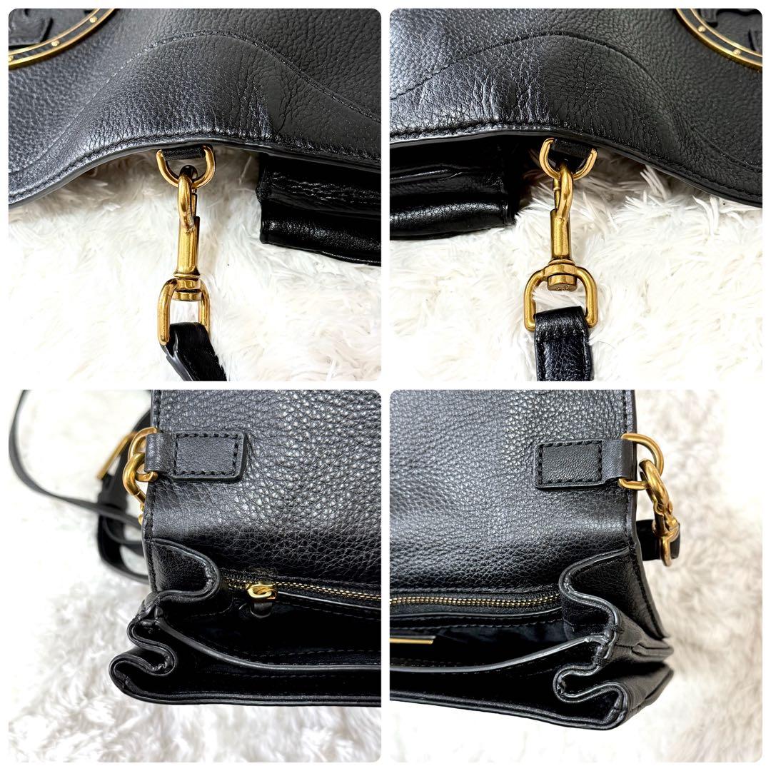 【極美品】 トリーバーチ ショルダーバッグ 2way 黒 フラップ ビックロゴ