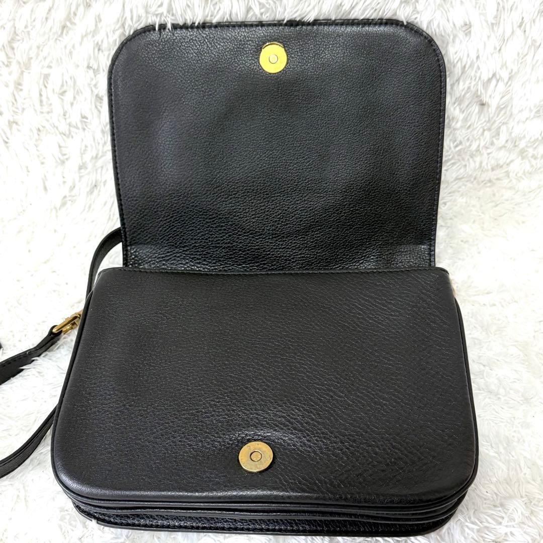 【極美品】 トリーバーチ ショルダーバッグ 2way 黒 フラップ ビックロゴ