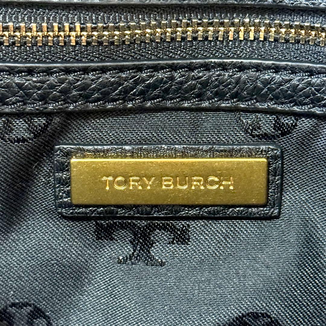【極美品】 トリーバーチ ショルダーバッグ 2way 黒 フラップ ビックロゴ