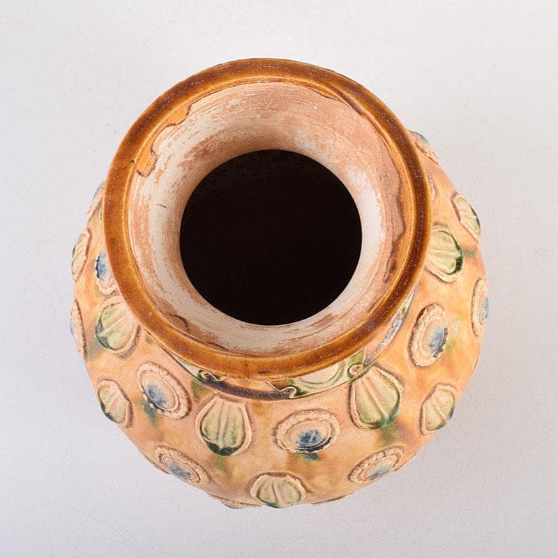 中国　唐三彩　蓋壷　飾壷　C　R8539H