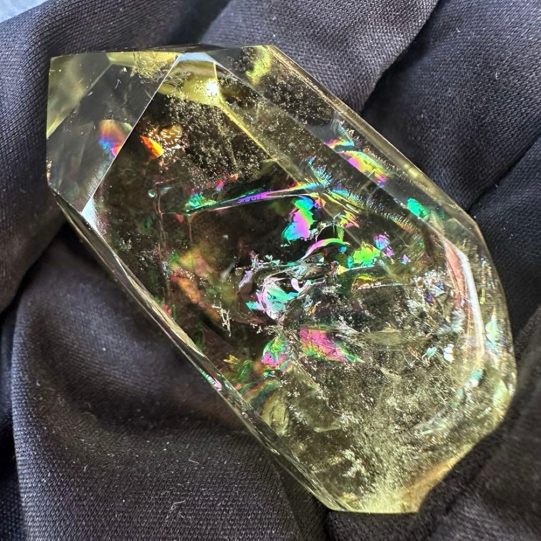 虹☆アイリスクォーツ シトリン フリーフォーム☆ブルーエンジェルラダーA1142