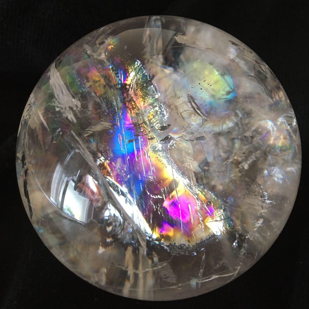 【高品質】レインボー水晶丸玉　♡超美品♡