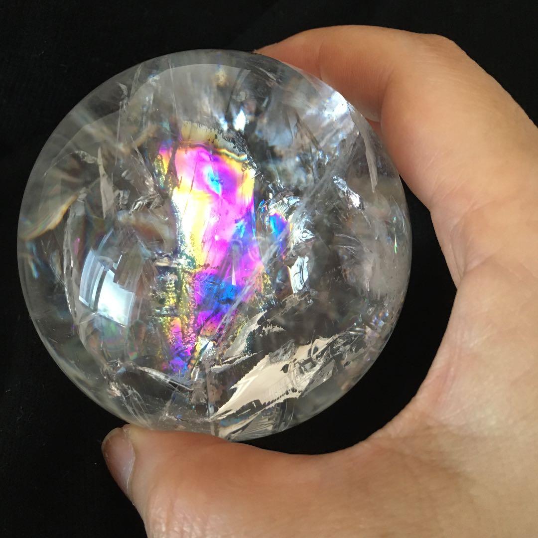 【高品質】レインボー水晶丸玉　♡超美品♡