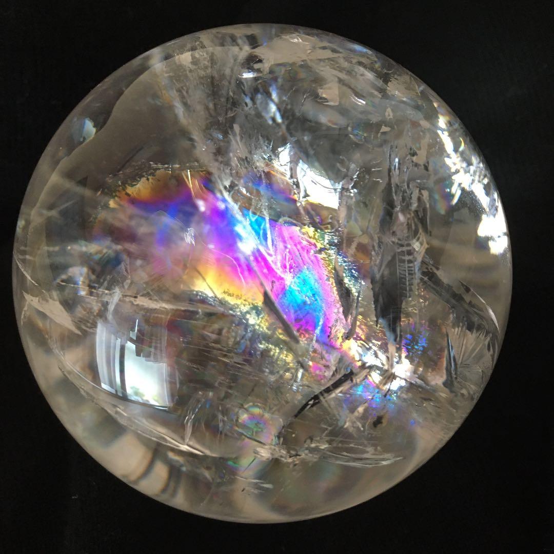 【高品質】レインボー水晶丸玉　♡超美品♡