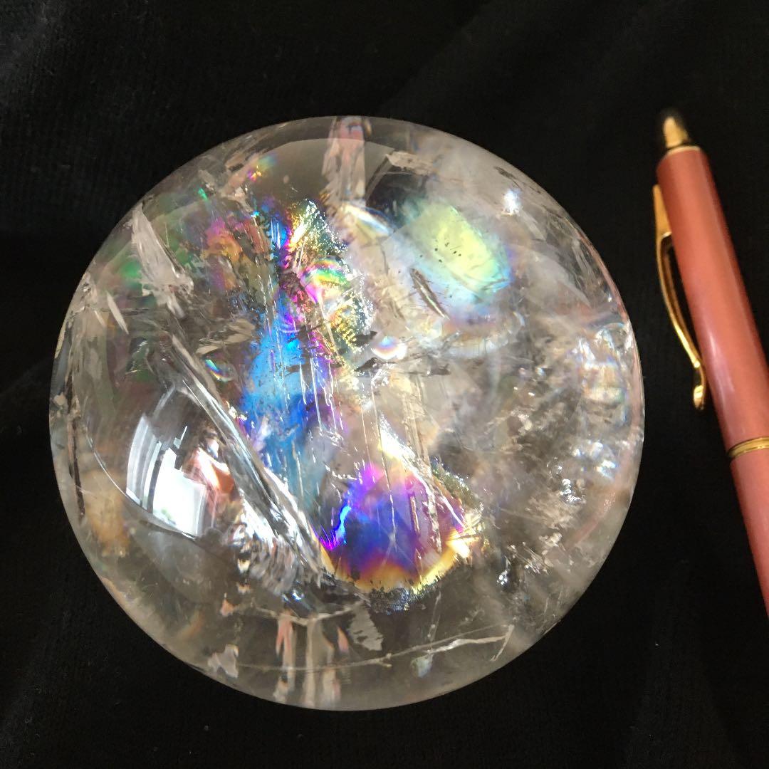 【高品質】レインボー水晶丸玉　♡超美品♡