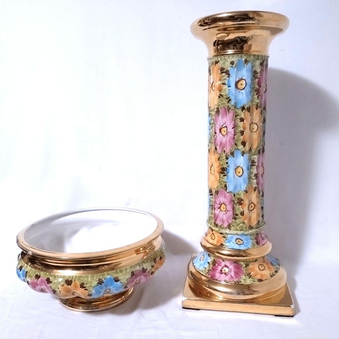 イタリア製　コラム＆ポット　ガーデニングオブジェ　フラワーベース　プランター