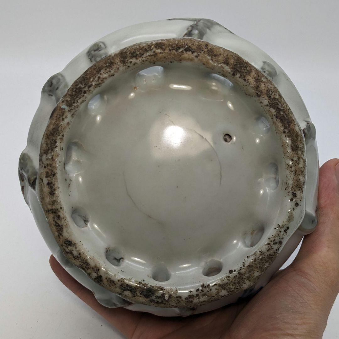 李朝 特大桃型水滴 辰砂青華彩 高麗白磁 染付 李氏朝鮮 書道具 水差 水注