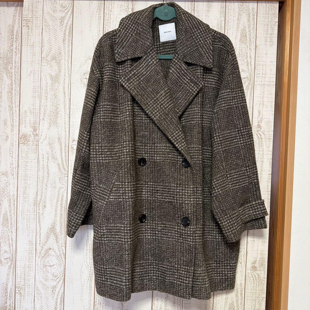 Spick &spanスライバーチェックハーフコート　ブラウン