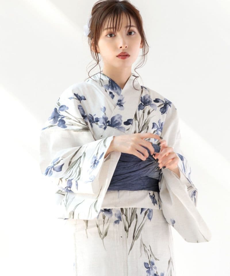 【ディータ】Dita【京の水墨画水仙】浴衣 帯 下駄セット 青 ブルー 花火大会