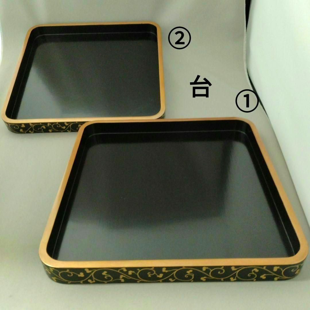 難あり　時代物　輪島塗　金蒔絵　重箱　二段重　家紋入　台付　木箱付