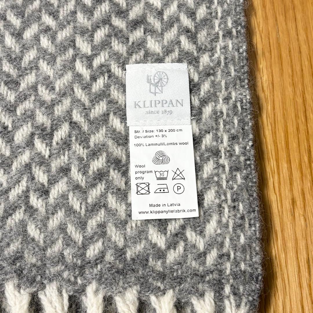 【美品】KLIPPAN クリッパン ウール ブランケット ポルカ グレー