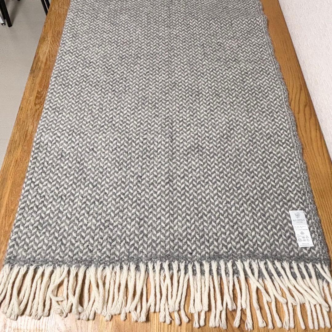 【美品】KLIPPAN クリッパン ウール ブランケット ポルカ グレー