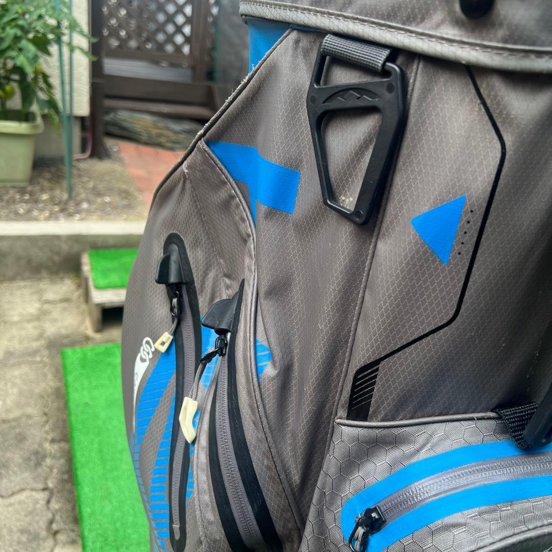 多機能ポケット付きゴルフバッグ グレー/青