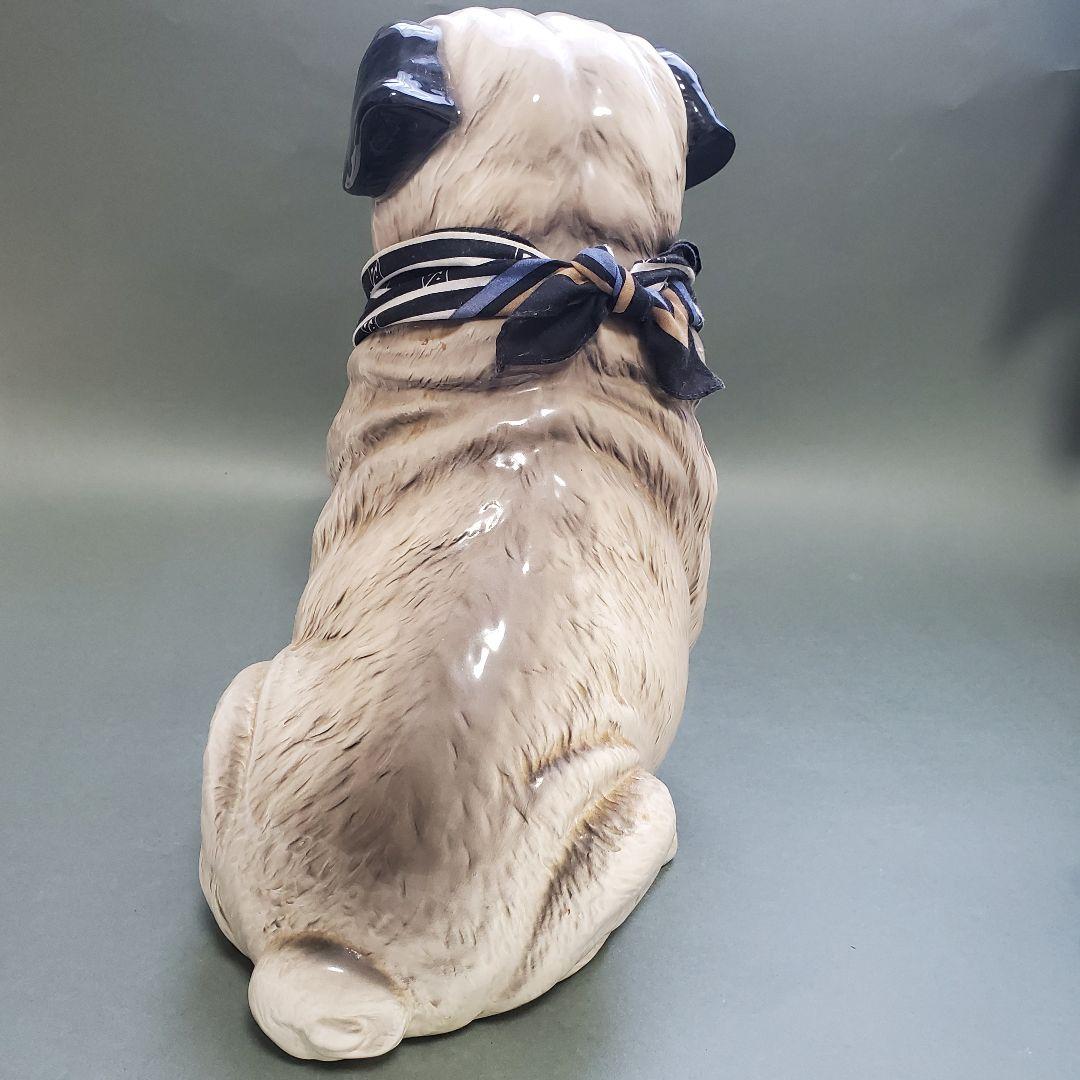置物　動物置物　陶器　パグ　犬　オブジェ　インテリア　玄関用品　用品　ガーデン