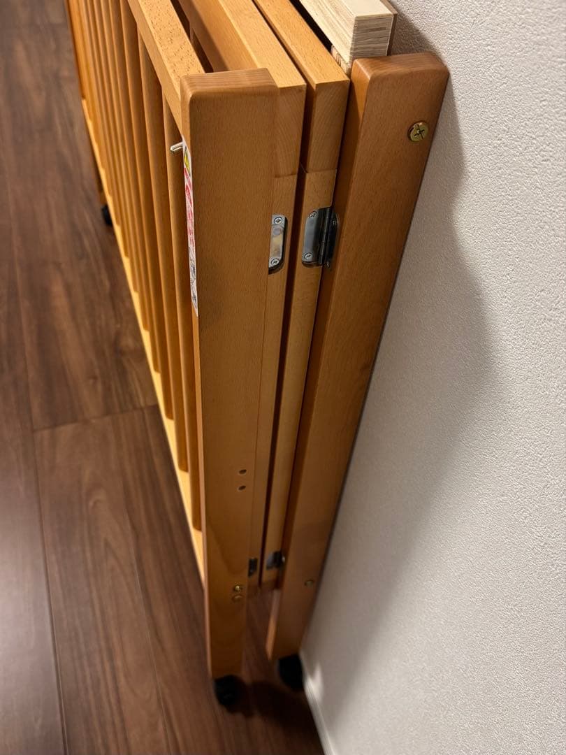 ベビーベッド　石崎家具「ワンタッチハイベッド　クール」　マットレス付