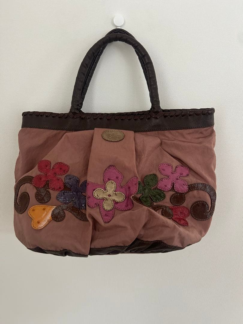 イビザ　ナイロンハンドバッグ　お花パッチワーク　　　IBIZA