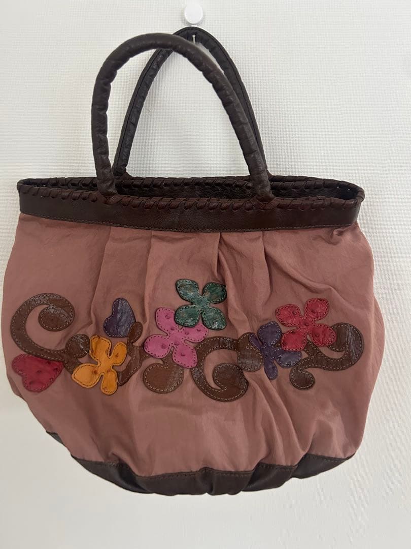 イビザ　ナイロンハンドバッグ　お花パッチワーク　　　IBIZA