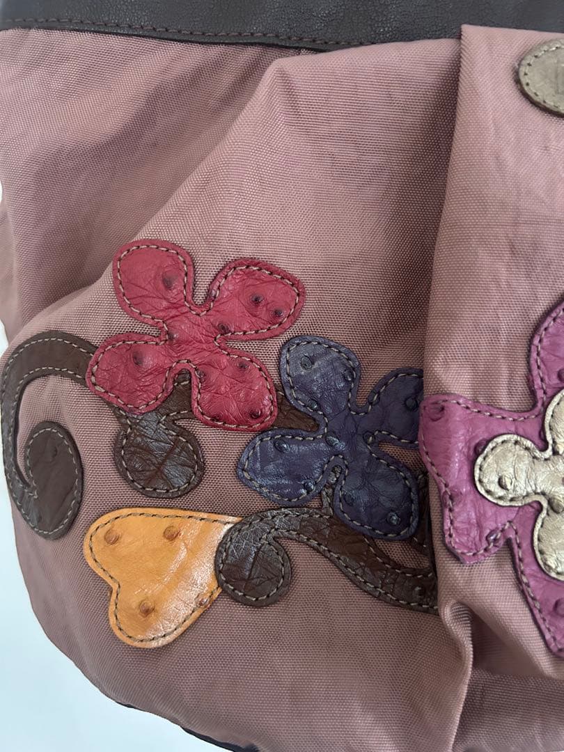 イビザ　ナイロンハンドバッグ　お花パッチワーク　　　IBIZA