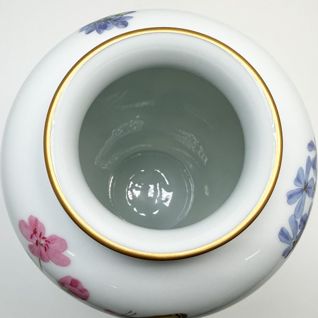 美品 フランクリンポーセリン 牧場の蝶 花瓶