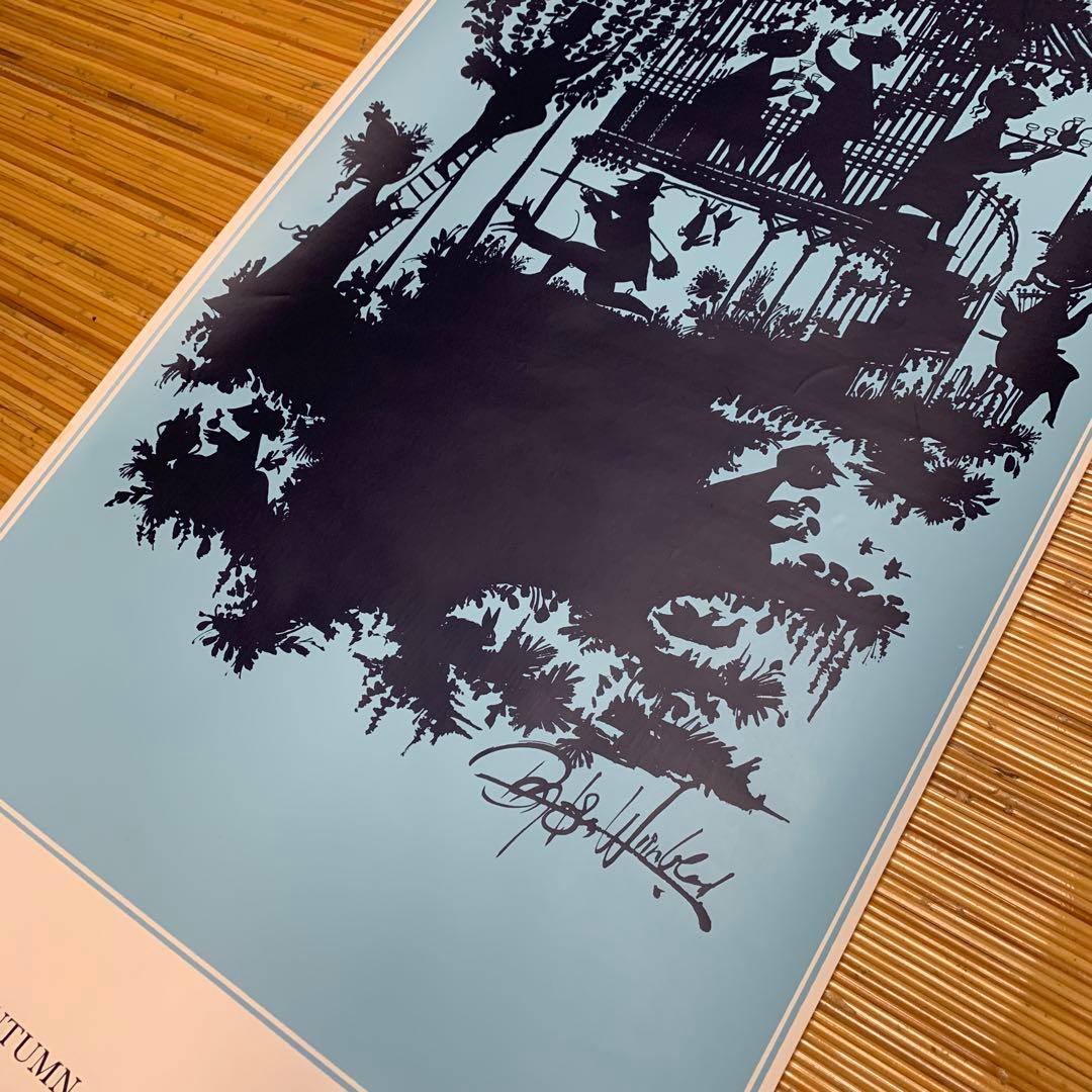 ビヨンヴィンブラッド　ビンテージ大型四季ポスターブルーの秋！影絵の様で懐かしい。