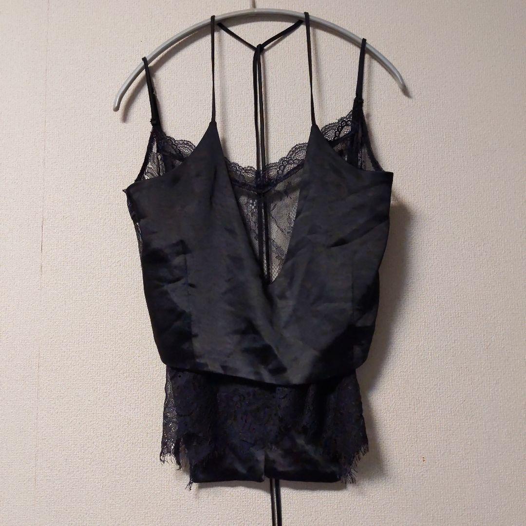 HIROSAI サテン レース キャミソール ブラック/cityshop