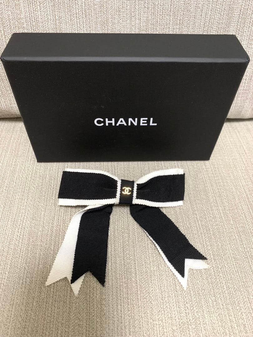 シャネル CHANEL バレッタ リボン ココマーク ファブリック 箱付