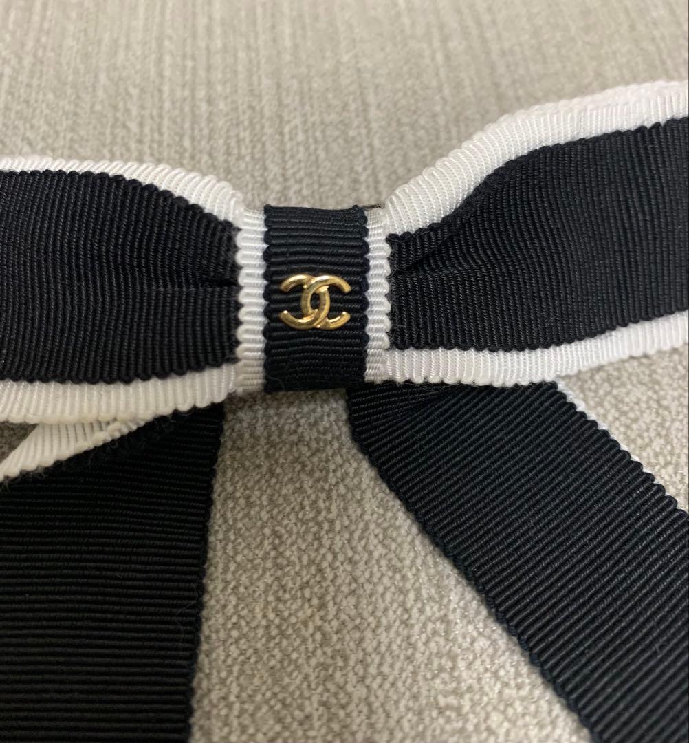 シャネル CHANEL バレッタ リボン ココマーク ファブリック 箱付