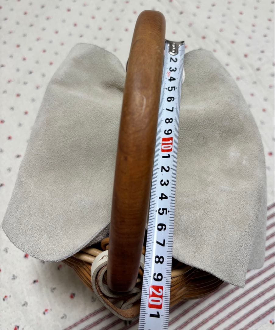 wood handle basket スエードカバー かごバッグ