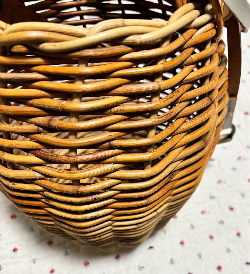 wood handle basket スエードカバー かごバッグ