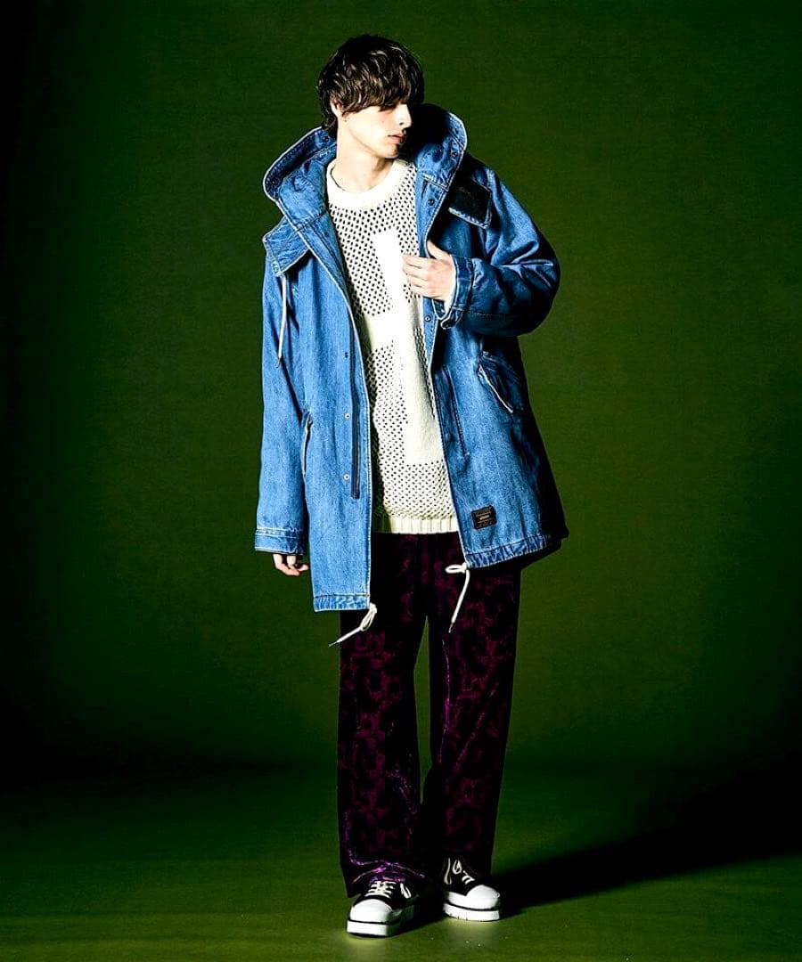 未使用に近い／Mサイズ／定価49500円／グラム glamb／デニムモッズコート