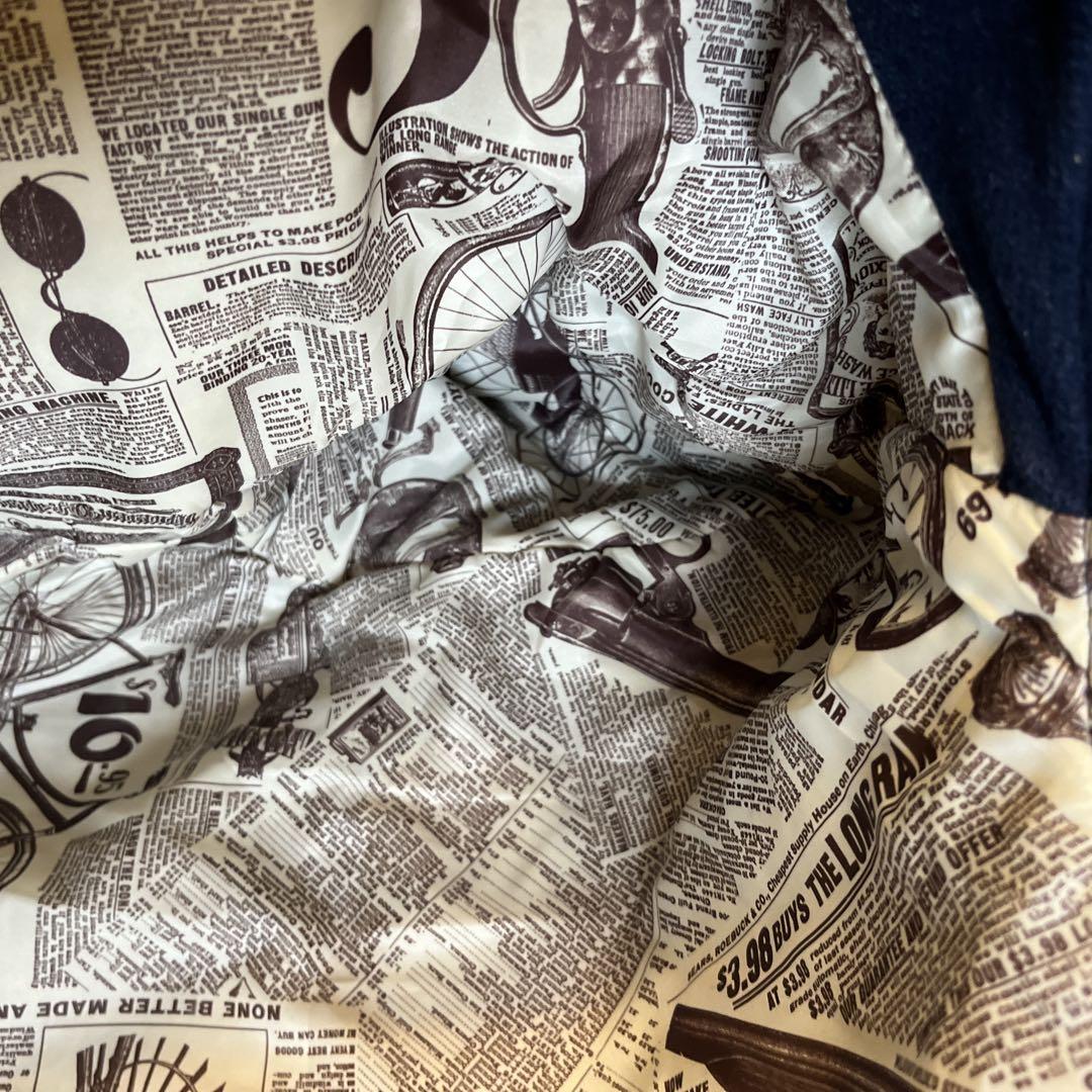 ROZZO スタジャン 短丈 ワッペン レザー　紺×黒 y2k 古着 アメカジ